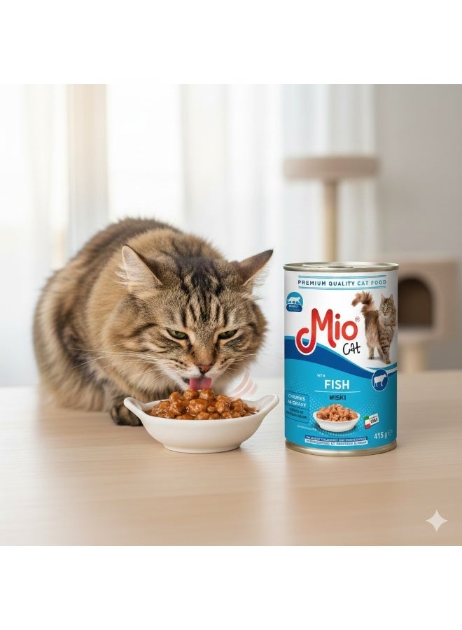 Mio Cat Adult Wet Food Chunks in Gravy with Salmon - 400g Can - Image 2